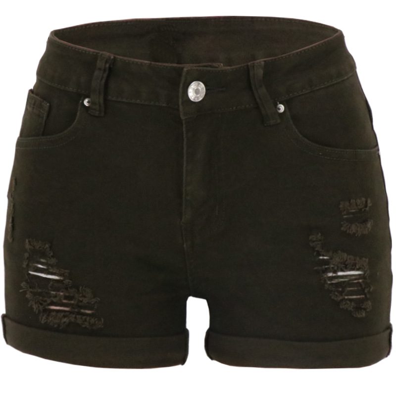 Høy Midje Denim Kvinners Ripped Shorts Mote Slim Høy Elastisk