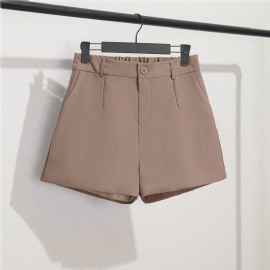 Khaki Shorts Dame Svart Tynn Seksjon Løs Høy Midje A Word Casual Bukser Med Vidde Ben