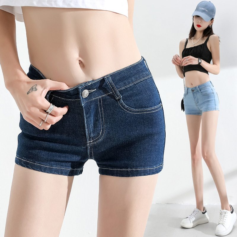 Kvinners Lavvekst Jeans Stretch Light Shorts Slim Fit Hot Pants