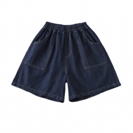 Shorts For Kvinner Toppsøm Overdimensjonerte Lommer Løse Uformelle Denim