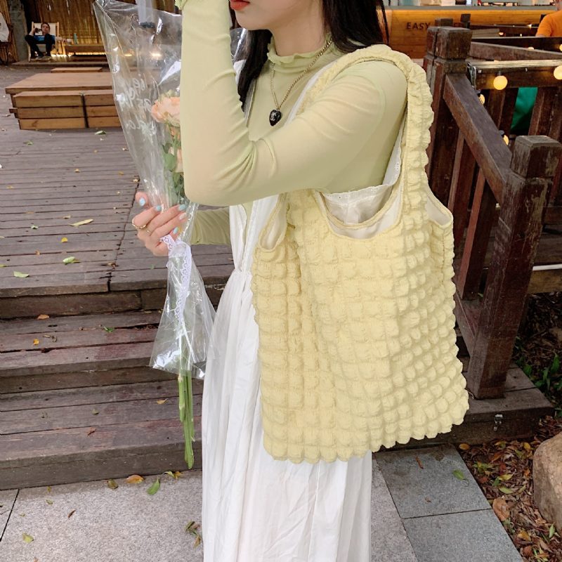 2522 Western Style Cloud Bubble Flower Skulderveske Ny Vest Bag Kvinnelig Student Håndveske Lerretsveske