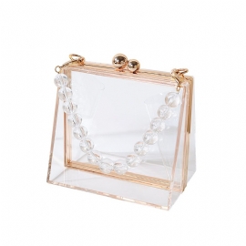 Akryl Transparent Creative Dinner Bag Ny Avtakbar Kjede Dame Handbag Clutch Bag Kvinnelig