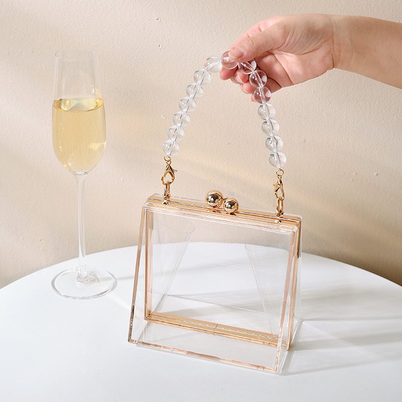 Akryl Transparent Creative Dinner Bag Ny Avtakbar Kjede Dame Handbag Clutch Bag Kvinnelig