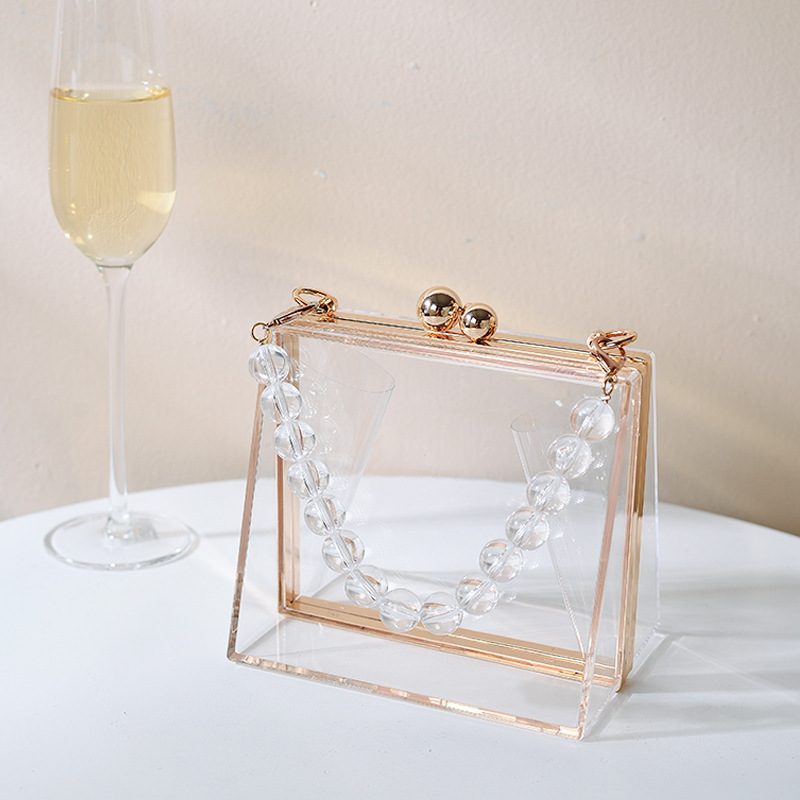 Akryl Transparent Creative Dinner Bag Ny Avtakbar Kjede Dame Handbag Clutch Bag Kvinnelig