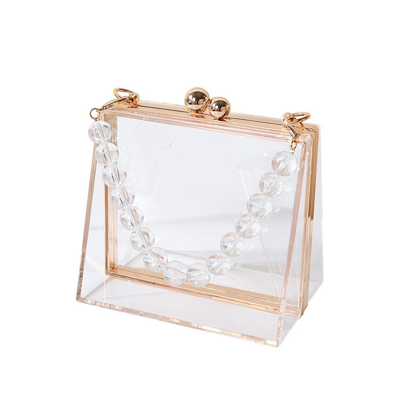 Akryl Transparent Creative Dinner Bag Ny Avtakbar Kjede Dame Handbag Clutch Bag Kvinnelig