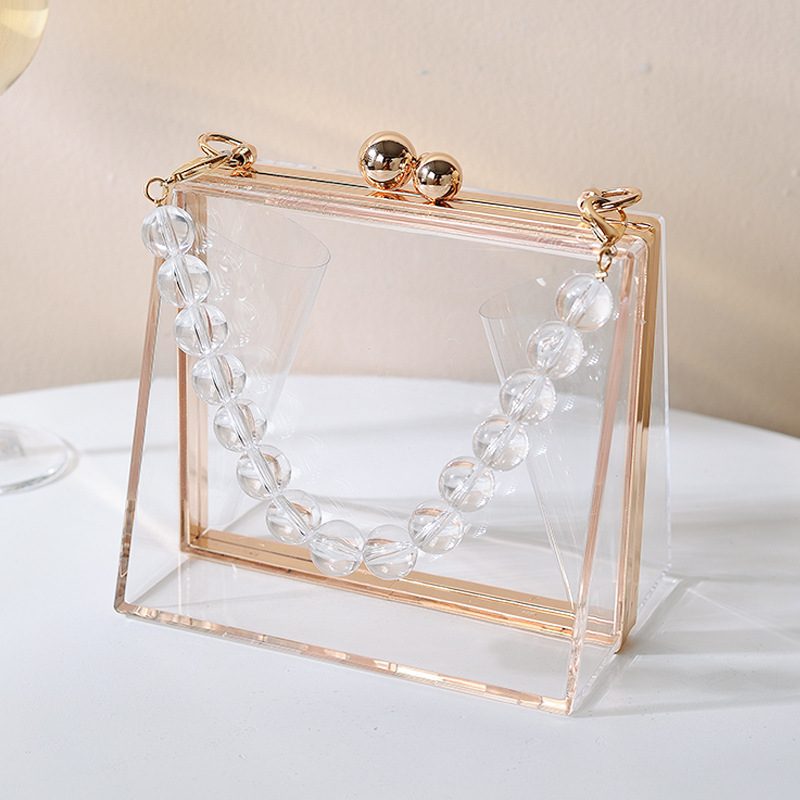 Akryl Transparent Creative Dinner Bag Ny Avtakbar Kjede Dame Handbag Clutch Bag Kvinnelig