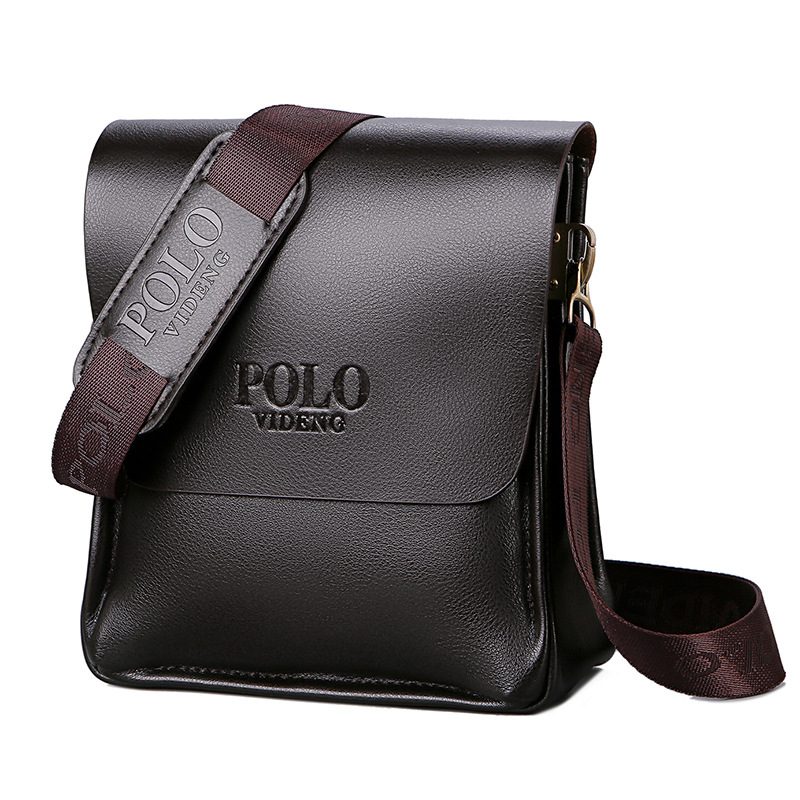 Casual Business Skulderveske Polo Vertikal Skinnveske Trend Messenger Bag For Menn