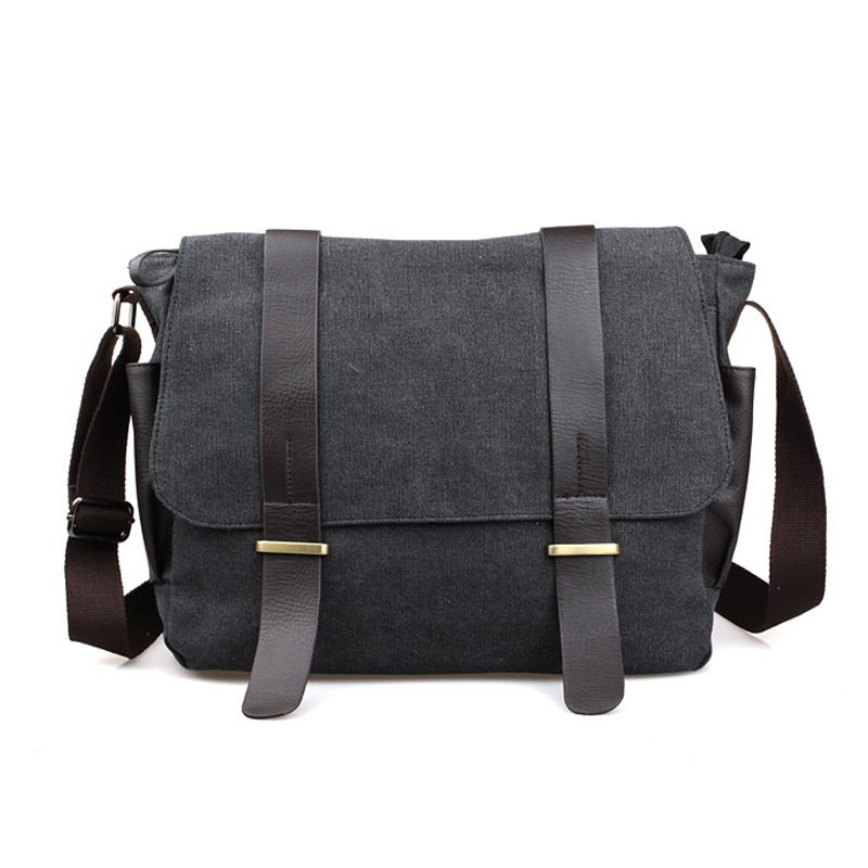 Mote Uformelt Skulderveske I Lerret For Menn Datamaskinveske Dokument Reiseveske Messenger Bag Student Skoleveske Herre Bag