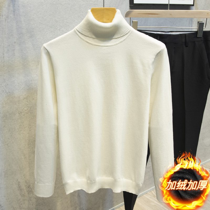 2024 Turtleneck Genser Langermet Herre Trend Ensfarget Slim Fit