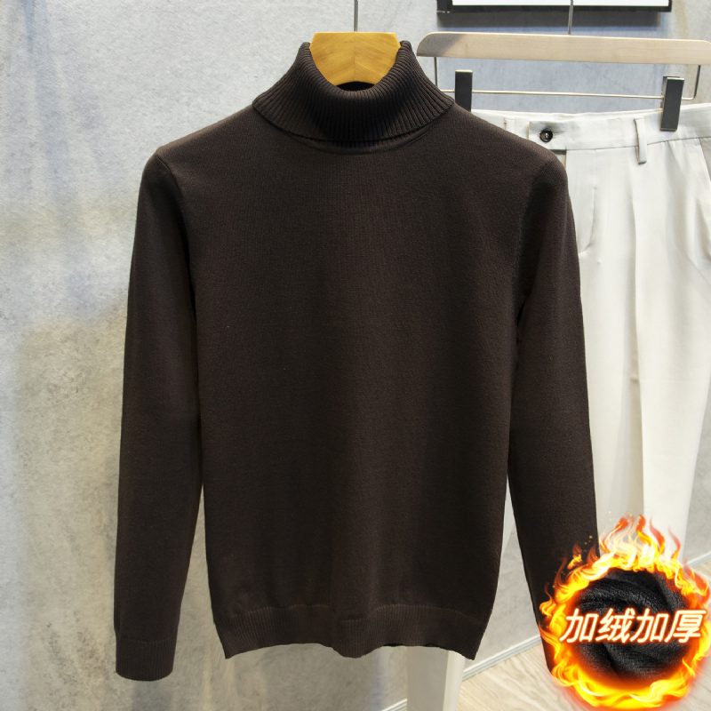 2024 Turtleneck Genser Langermet Herre Trend Ensfarget Slim Fit