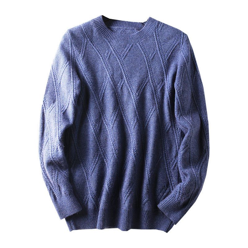 Genser For Menn Vintage Chunky Needle Jacquard Knit Uregelmessig Diamond Plaid Casual