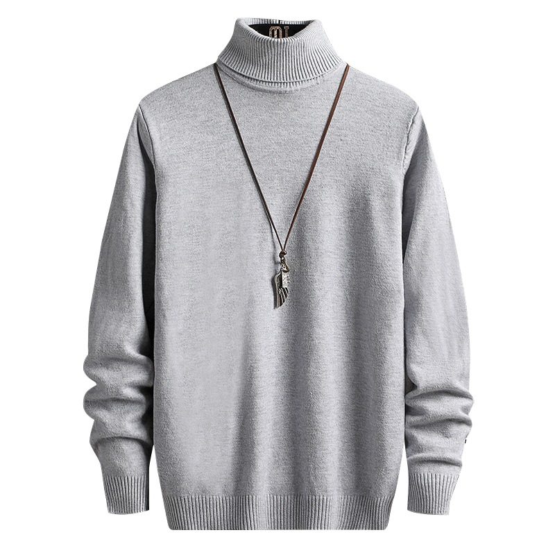 Genser Herre Ensfarge Turned Turtleneck Strikket Pullover Lange Ermer