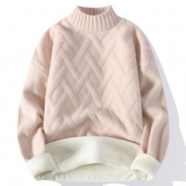 Herregenser Med Halv Turtleneck Fleece Tykk Genser Trendy Varm