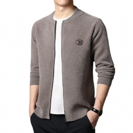 Strikket Cardigan Herrejakke Langermet Genser Business Casual Varm