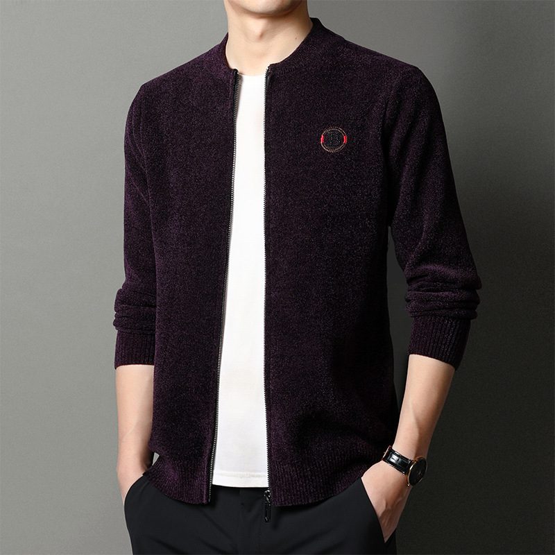 Strikket Cardigan Herrejakke Langermet Genser Business Casual Varm