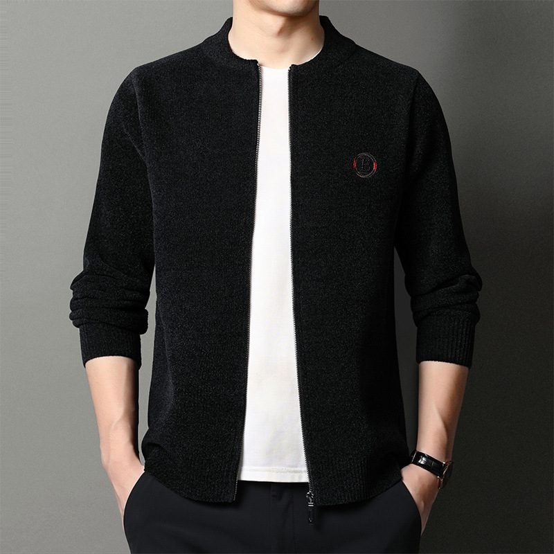 Strikket Cardigan Herrejakke Langermet Genser Business Casual Varm