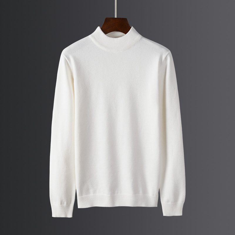 Strikkevarer For Menn Langermet Halv Turtleneck Ensfarget Tykke Topper