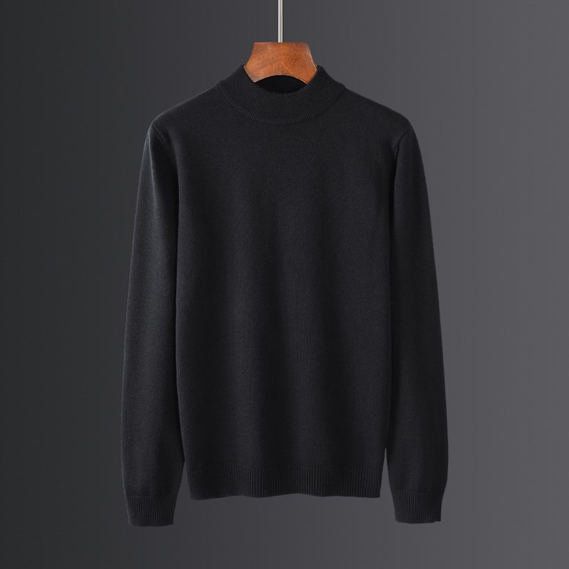 Strikkevarer For Menn Langermet Halv Turtleneck Ensfarget Tykke Topper