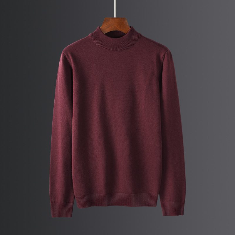 Strikkevarer For Menn Langermet Halv Turtleneck Ensfarget Tykke Topper