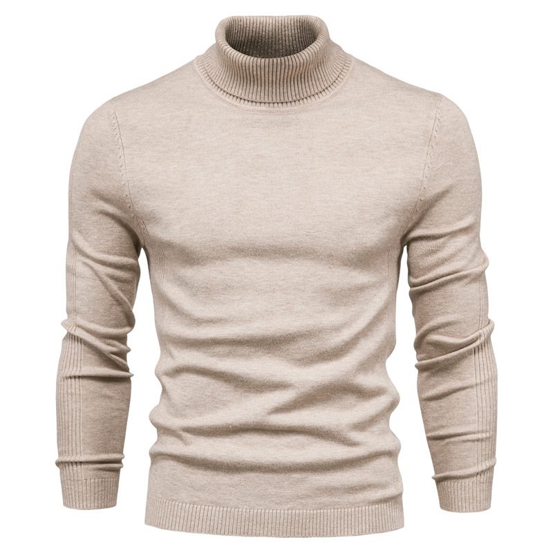 Uformell Herregenser Ensfarget Genser Med Turtleneck Strikkeplagg