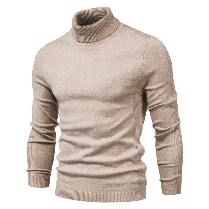 Uformell Herregenser Ensfarget Genser Med Turtleneck Strikkeplagg