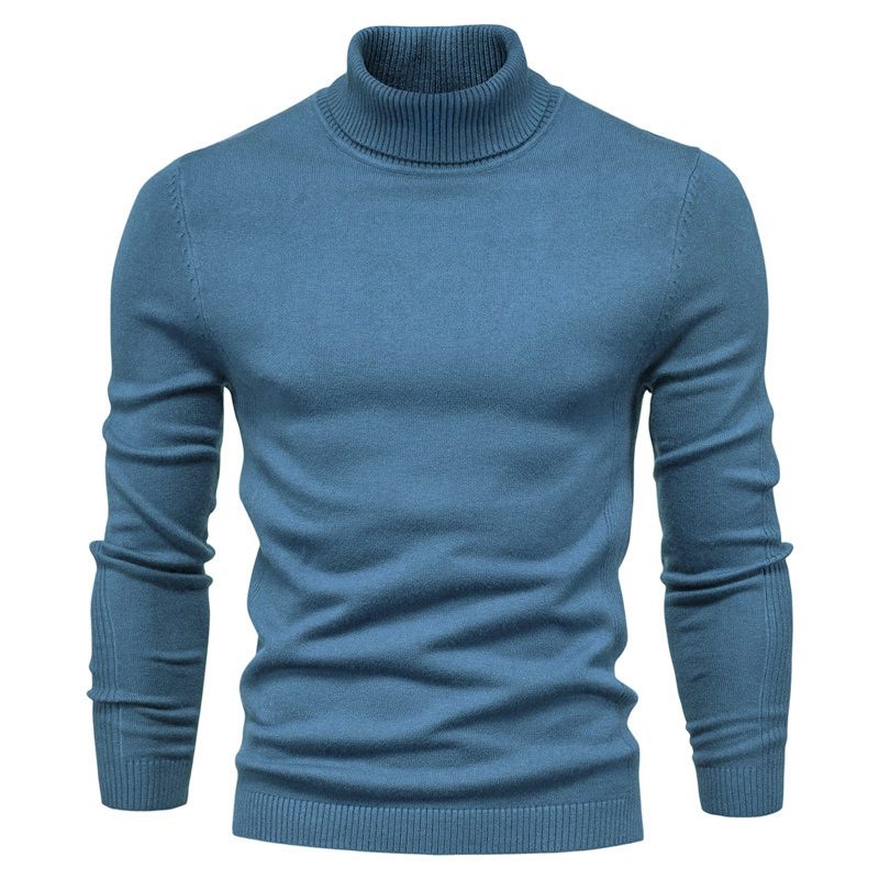 Uformell Herregenser Ensfarget Genser Med Turtleneck Strikkeplagg