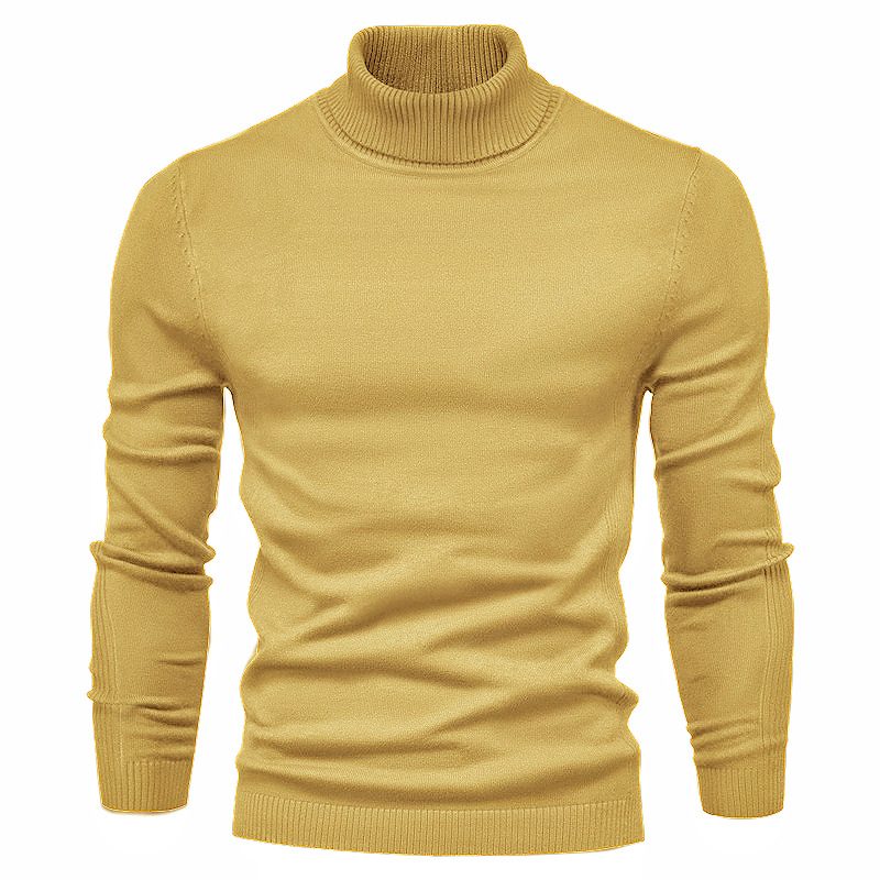 Uformell Herregenser Ensfarget Genser Med Turtleneck Strikkeplagg