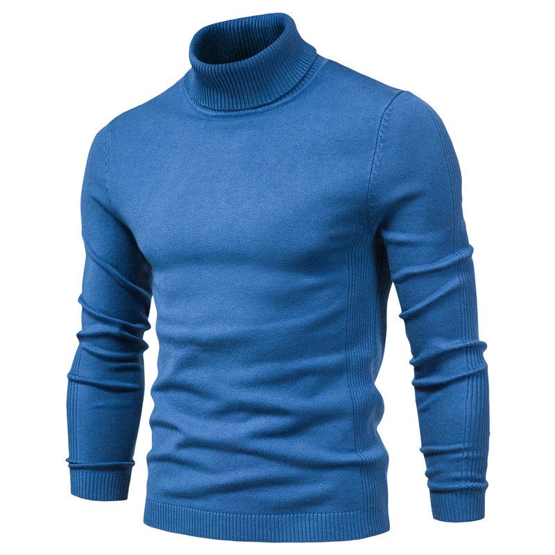 Uformell Herregenser Ensfarget Genser Med Turtleneck Strikkeplagg