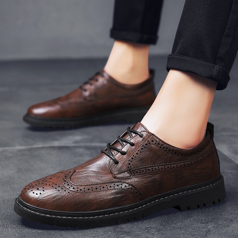 2024 Four Seasons Fashion Herresko Brogue Shoes Trendy Youth Herre Dress