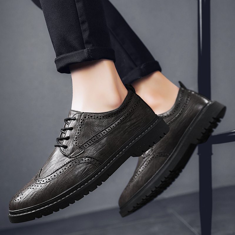 2024 Four Seasons Fashion Herresko Brogue Shoes Trendy Youth Herre Dress