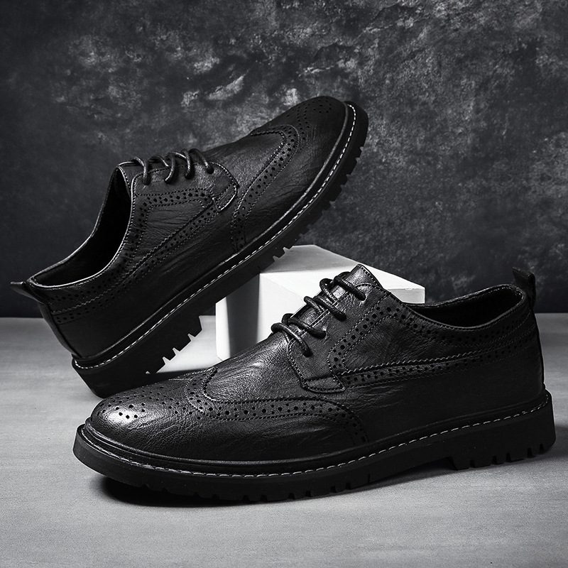 2024 Four Seasons Fashion Herresko Brogue Shoes Trendy Youth Herre Dress