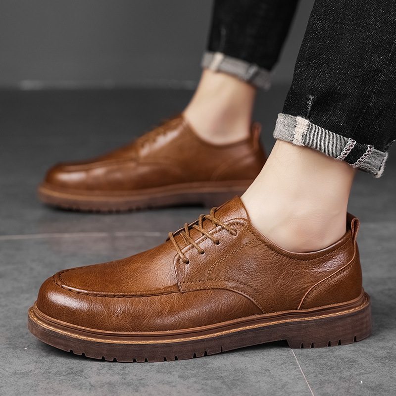 2024 Våren Ny Mote Kjole Sko Brogue Sko Herre Fritidssko Retro Skinn Martin Boots