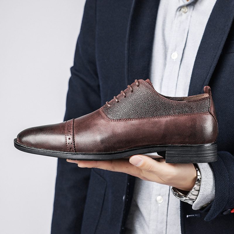 Brogue Sko Herresko Våren Retro Business Kjole Skinn Bryllup Brudgommen Sko Mannlige