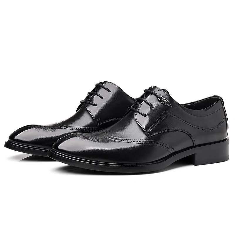 Brogue Sko Utskårne Herresko Trendy Retro Ny Fritidsklær Sko Herre Spiss Skinn Svart Business Bryllup Sko For Menn