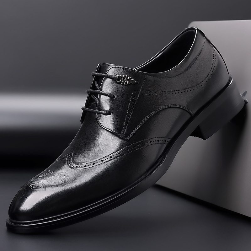 Brogue Sko Utskårne Herresko Trendy Retro Ny Fritidsklær Sko Herre Spiss Skinn Svart Business Bryllup Sko For Menn