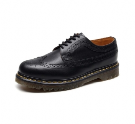 Klassiske 5-hulls Martin-støvler I Skinn Brogue Sko Herresko Utskåret Design Flate Sko Herre- Og Damesko Stor Størrelse