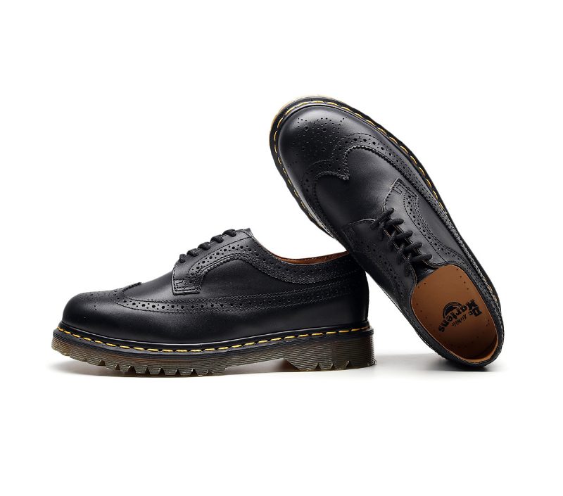 Klassiske 5-hulls Martin-støvler I Skinn Brogue Sko Herresko Utskåret Design Flate Sko Herre- Og Damesko Stor Størrelse