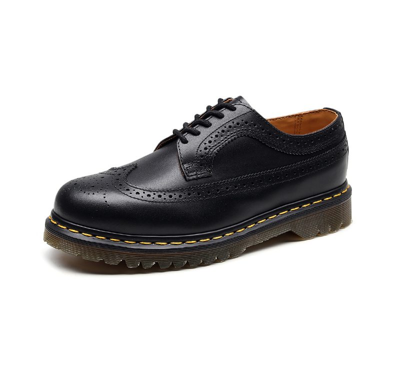 Klassiske 5-hulls Martin-støvler I Skinn Brogue Sko Herresko Utskåret Design Flate Sko Herre- Og Damesko Stor Størrelse