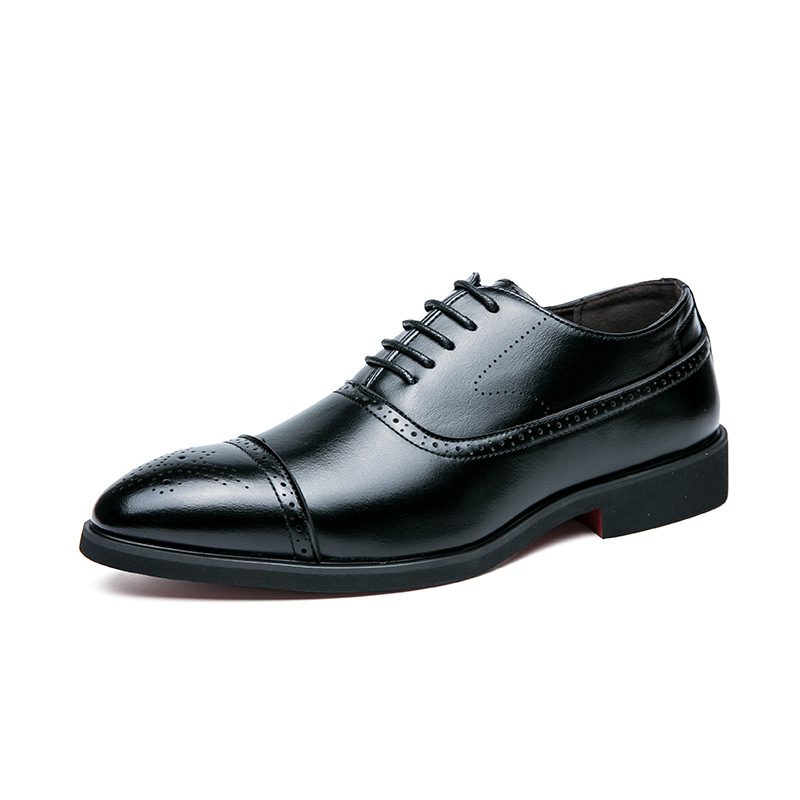 Plus Size Business Casual Oxford Sko Menns Svarte Menn Kjole Sko Mote Brogues Utskårne Sko Bryllup Sko