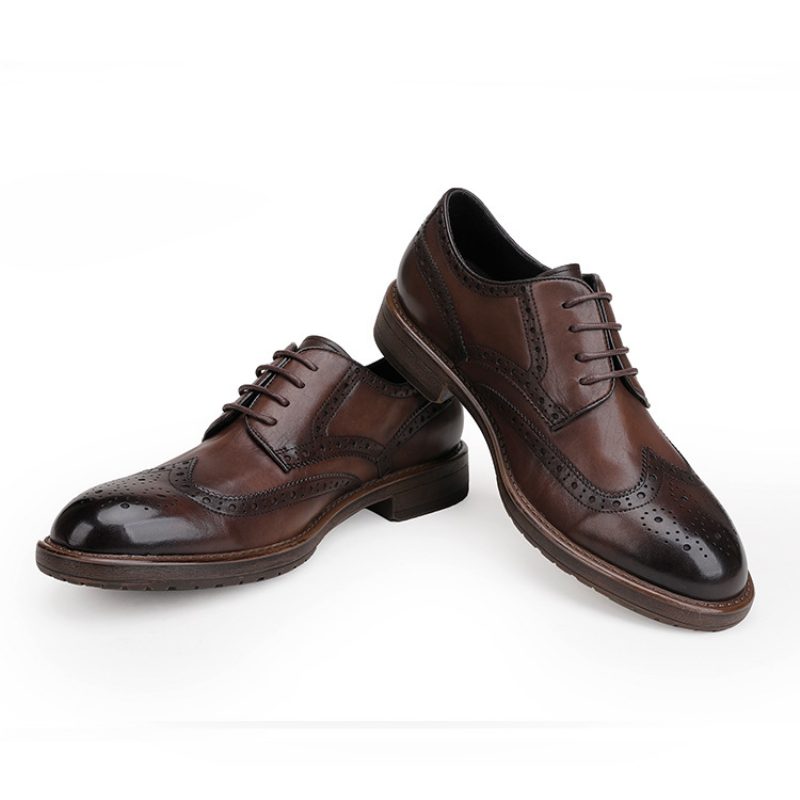 Sko Herre Skinn Oxford Dress Sko Business Casual Sko Brogue Sko Graverte Bryllup Sko Derby