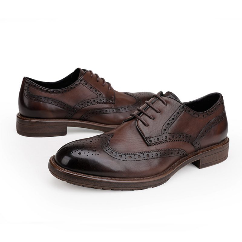 Sko Herre Skinn Oxford Dress Sko Business Casual Sko Brogue Sko Graverte Bryllup Sko Derby