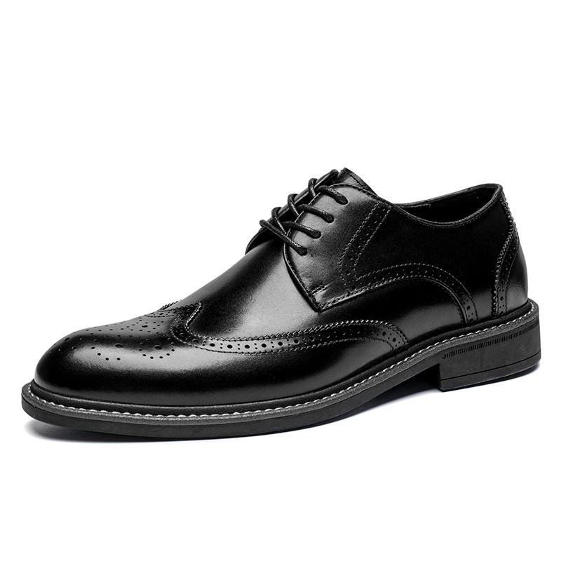 Våren Nye Menns Kjole Sko Skinn Business Casual Myke Såler Menn Dress Sko Håndlagde Brogue Sko Bryllup Sko