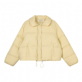 Lapel Dunjakke Dame Fluffy Warm Jacket