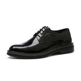 2024 Nye Menn Business Casual Brogue Sko Kjole Sko Lyst Skinn Hvit Svart Dress Sko