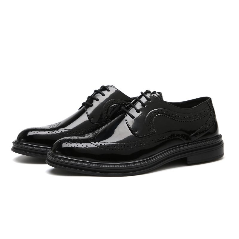 2024 Nye Menn Business Casual Brogue Sko Kjole Sko Lyst Skinn Hvit Svart Dress Sko