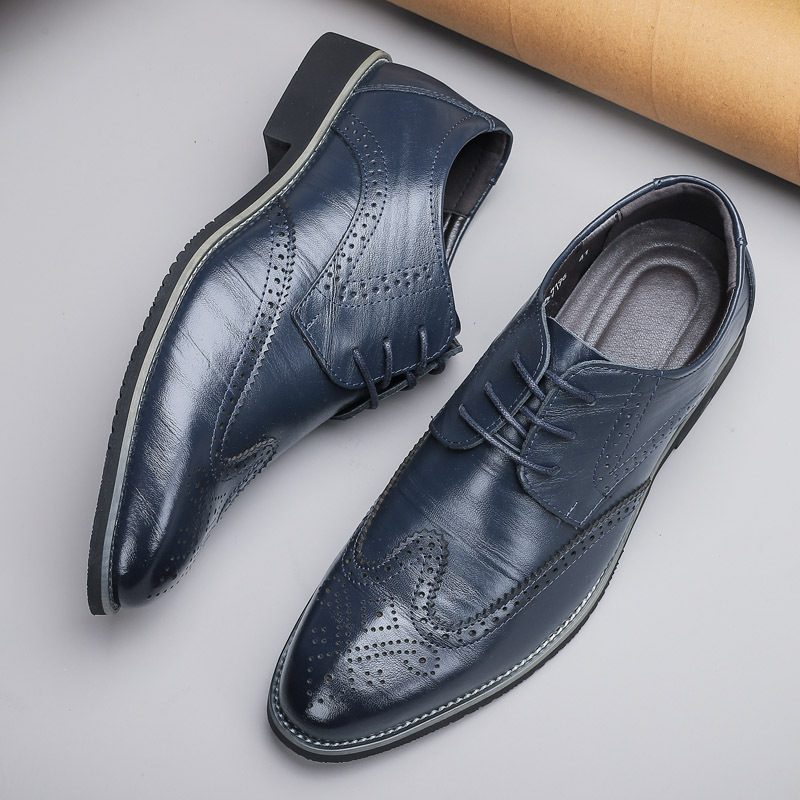 Herresko Brogue Sko Kjole Sko Business Casual Sko Stor Størrelse Vår Lav Topp Utskåret Skinn Overflate Gentleman