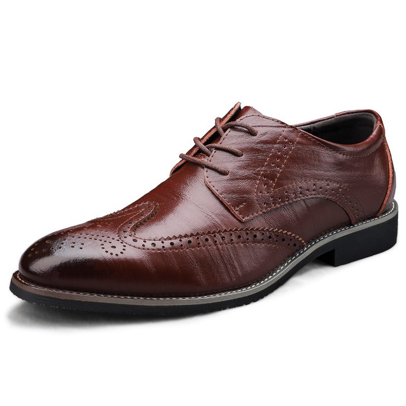 Herresko Brogue Sko Kjole Sko Business Casual Sko Stor Størrelse Vår Lav Topp Utskåret Skinn Overflate Gentleman