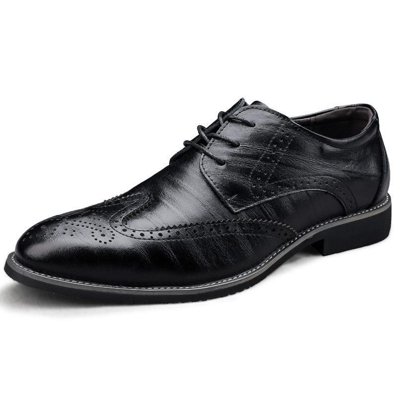 Herresko Brogue Sko Kjole Sko Business Casual Sko Stor Størrelse Vår Lav Topp Utskåret Skinn Overflate Gentleman