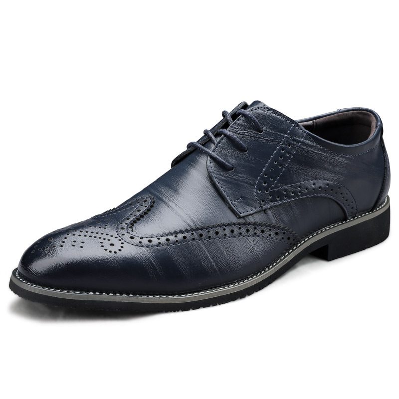 Herresko Brogue Sko Kjole Sko Business Casual Sko Stor Størrelse Vår Lav Topp Utskåret Skinn Overflate Gentleman