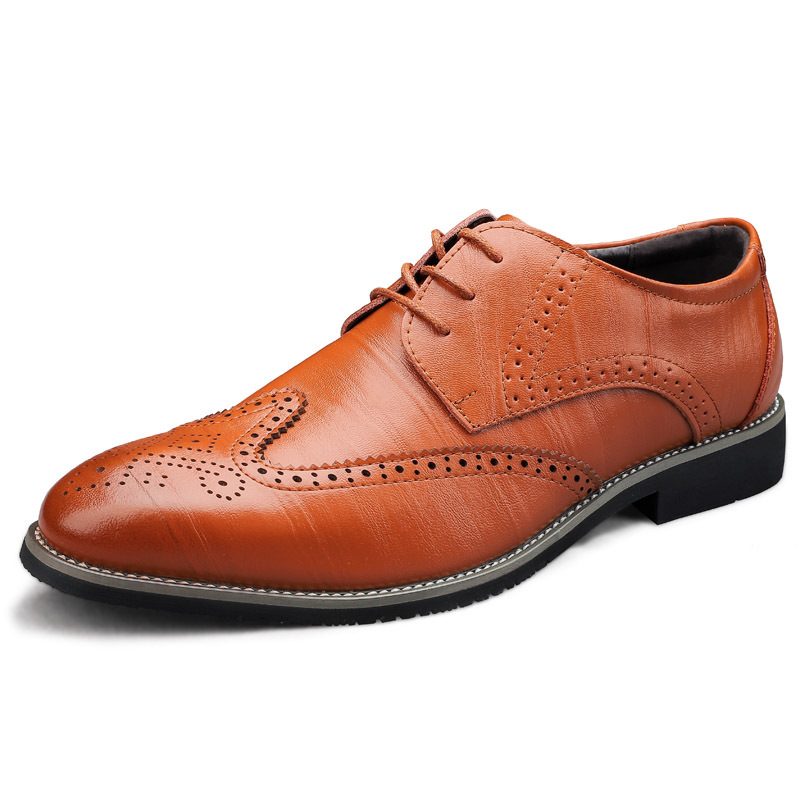 Herresko Brogue Sko Kjole Sko Business Casual Sko Stor Størrelse Vår Lav Topp Utskåret Skinn Overflate Gentleman